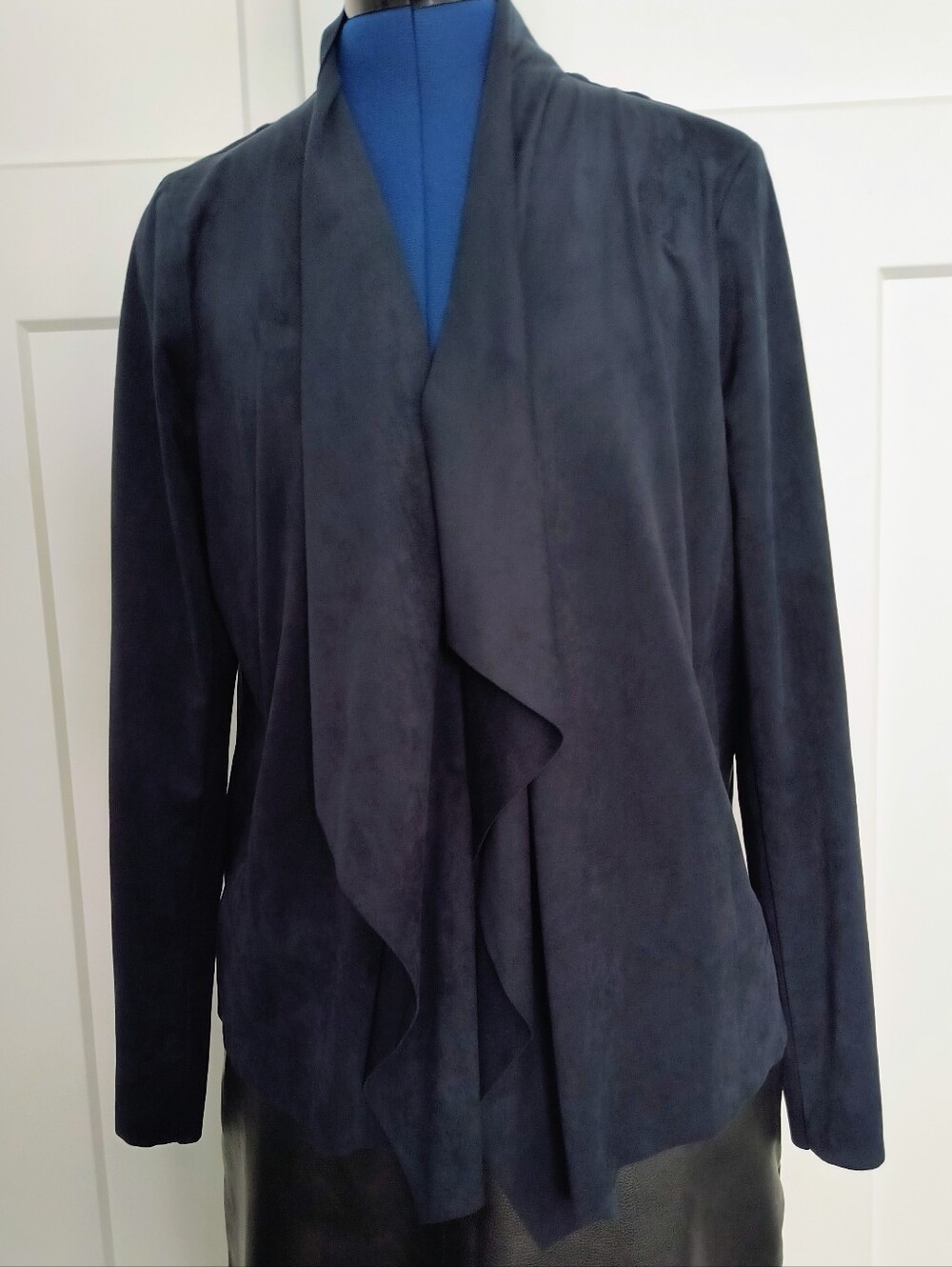 Jules & Leopold Navy Draped Open-Front Blazer